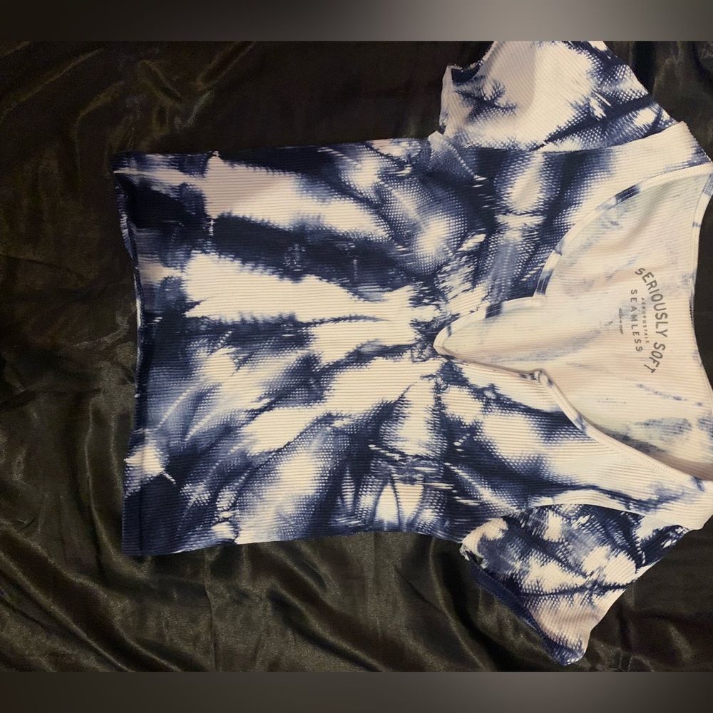 blue and white tie dye